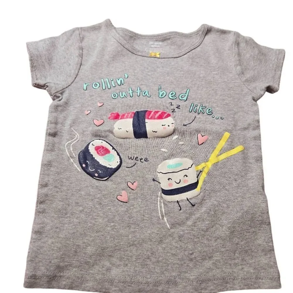 Carters sushi Pajama shirts girls 6 snug fit